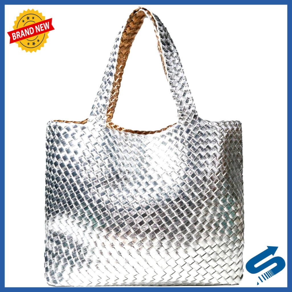 Woven Tote Bag Large Summer Beach Travel Retro Handmade Shoulder Purse